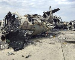 Les deux Il-76MD de la 25e BrTrA détruits à Melitopol le 24 février 2022.
(DR)