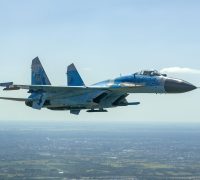 Le Su-27S1M « 23 bleu » de la 39e BrTA qui a dû se réfugier en Roumanie le 24 février 2022.