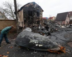 Cockpit et radôme de nez du Su-27P1M de la 831e BrTA abattu par erreur par la DCA ukrainienne dans la ban-lieue de Kiev dans la nuit du 24 au 25 février 2022.