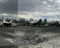 Une partie des MiG-29 de la 114e BrTA ukrainienne touchés à Ivano-Frankivsk le 26 février 2022.