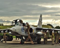 Le Su-25M1 « 49 bleu » de la 299e BrTA en 2021.
