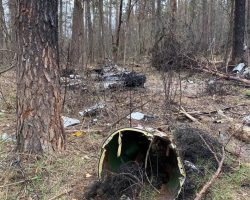 Le MiG-29MU1 « 10 blanc » de la 40e BrTA a explosé dans une forêt au nord-ouest de Jitomir le 9 mars 2022. - 1
